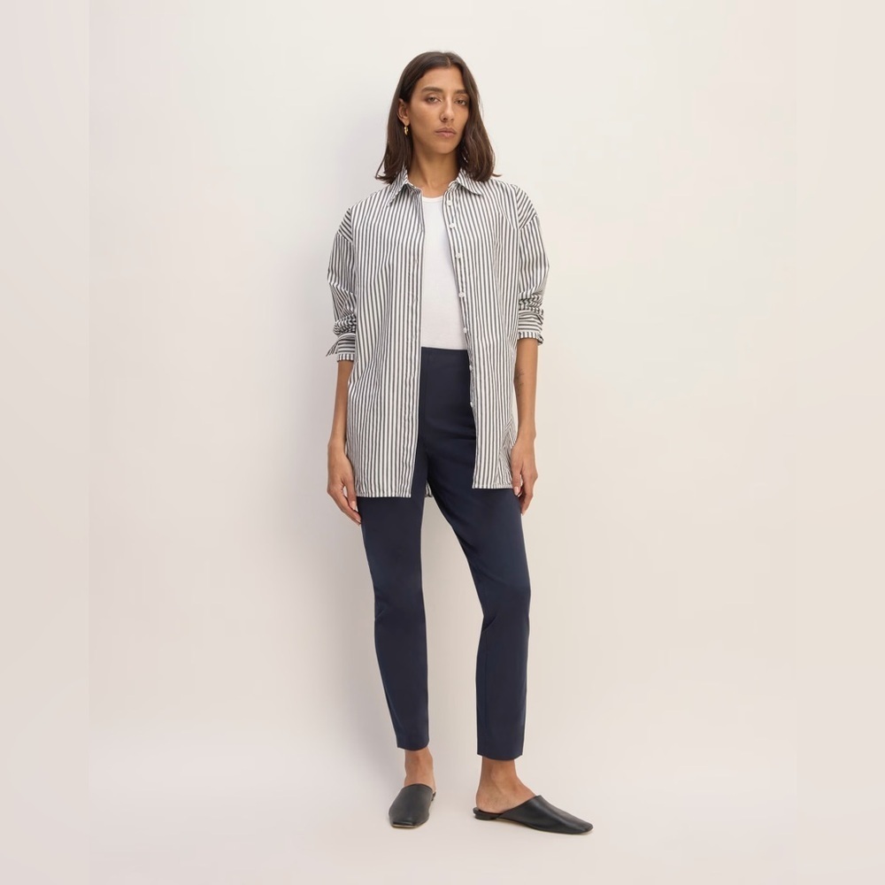 EVERLANE BI STRETCH WORK PANT NAVY SIZE 6 MID RISE COTTON